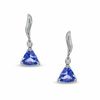 Thumbnail Image 1 of 4.5mm Trillion-Cut Tanzanite and Diamond Accent Earrings in 10K White Gold