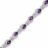 Thumbnail Image 1 of Pear-Shaped Amethyst and 0.10 CT. T.W. Diamond Bracelet in Sterling Silver
