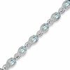Thumbnail Image 0 of Pear-Shaped Aquamarine and 0.10 CT. T.W. Diamond Bracelet in Sterling Silver