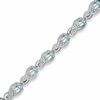 Thumbnail Image 1 of Pear-Shaped Aquamarine and 0.10 CT. T.W. Diamond Bracelet in Sterling Silver