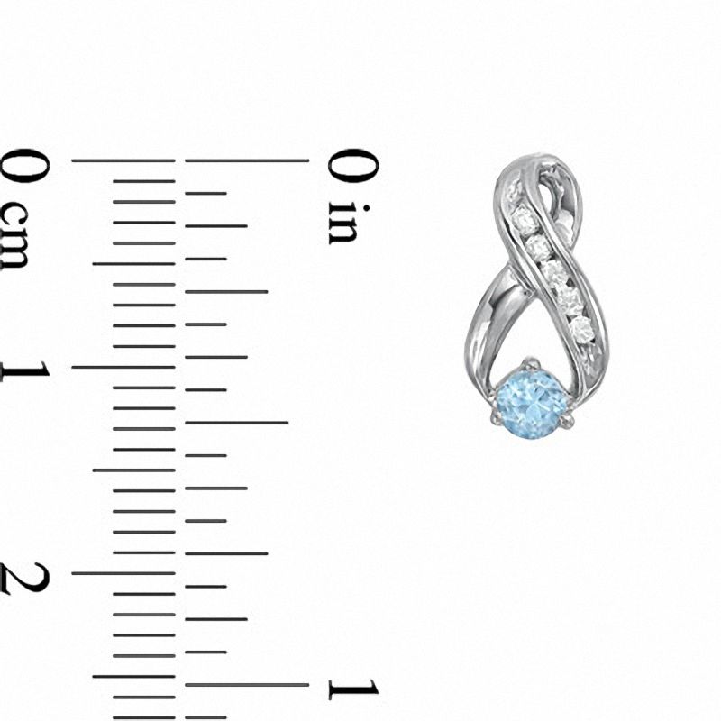Main Image 2 of Aquamarine and 0.10 CT. T.W. Diamond Infinity Loop Earrings in Sterling Silver