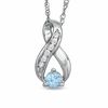 Thumbnail Image 0 of 4.0mm Aquamarine and 0.10 CT. T.W. Diamond Infinity Loop Pendant in Sterling Silver