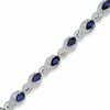 Thumbnail Image 0 of Pear-Shaped Lab-Created Blue Sapphire and 0.10 CT. T.W. Diamond Bracelet in Sterling Silver