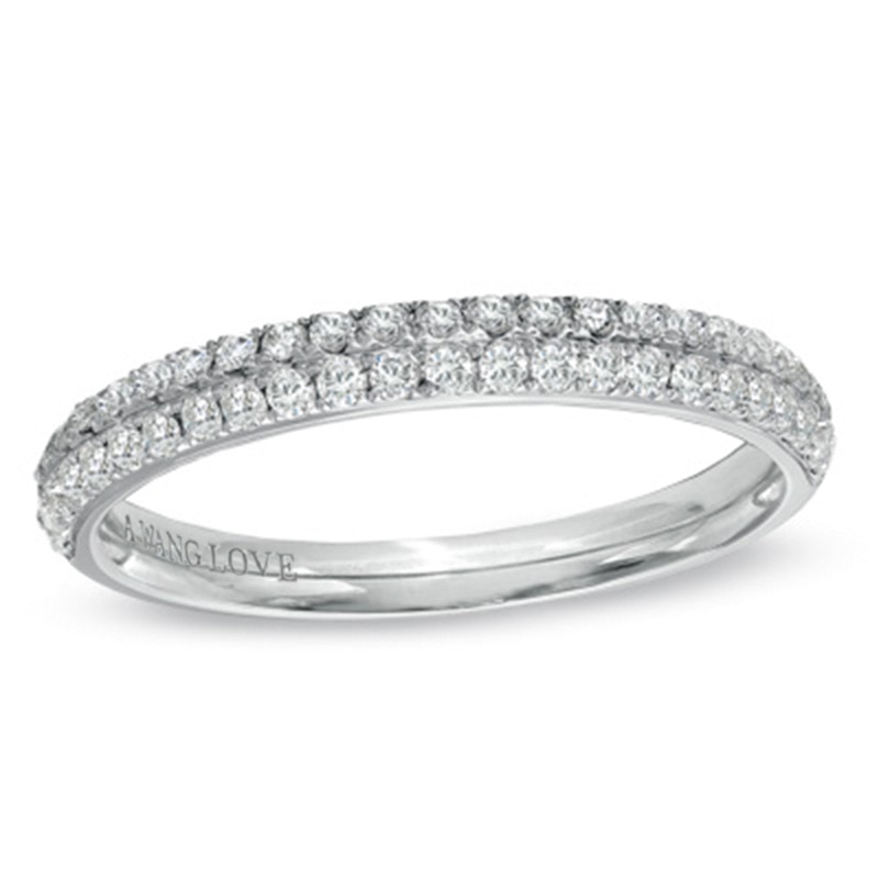 Main Image 1 of Vera Wang Love Collection 0.37 CT. T.W. Diamond Two Row Band in 14K White Gold