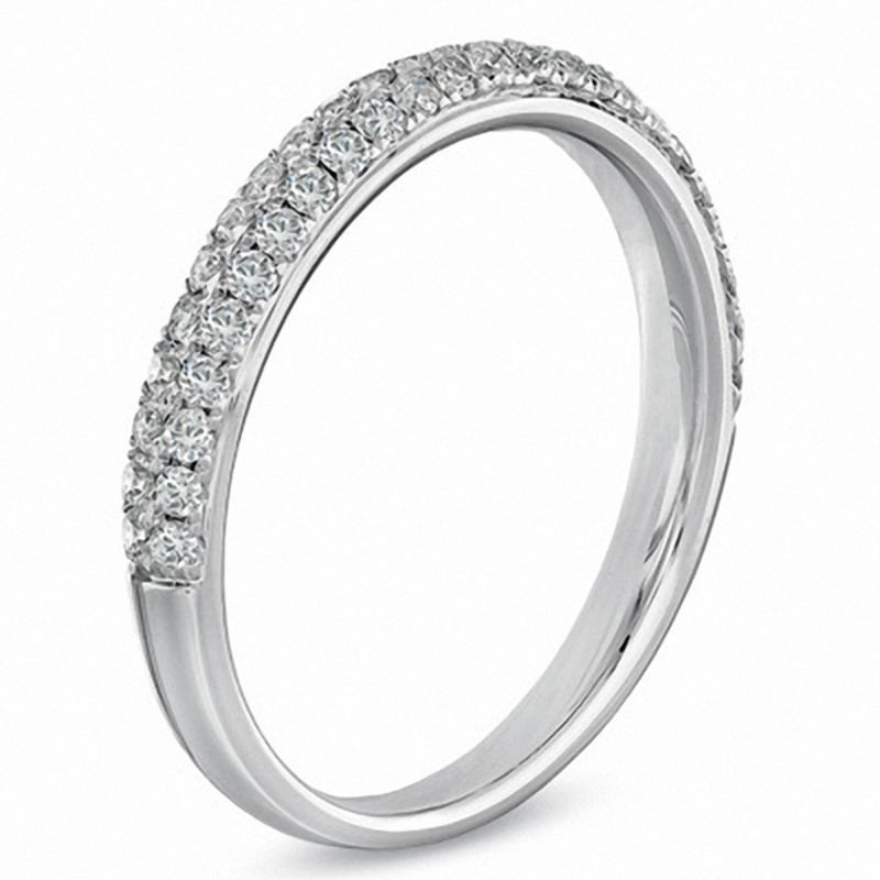 Main Image 3 of Vera Wang Love Collection 0.37 CT. T.W. Diamond Two Row Band in 14K White Gold