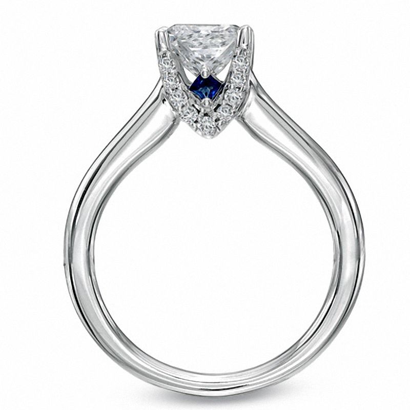 Main Image 2 of Vera Wang Love Collection 1.04 CT. T.W. Princess-Cut Diamond Engagement Ring in 14K White Gold