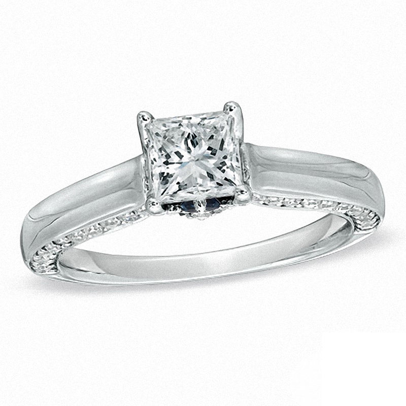 Main Image 1 of Vera Wang Love Collection 1.10 CT. T.W. Princess-Cut Diamond Engagement Ring in 14K White Gold