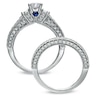 Thumbnail Image 1 of Vera Wang Love Collection 2.70 CT. T.W. Princess-Cut Diamond Three Stone Bridal Set in 14K White Gold