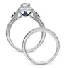 Thumbnail Image 1 of Vera Wang Love Collection 1.20 CT. T.W. Diamond and Sapphire Frame Bridal Set in 14K White Gold