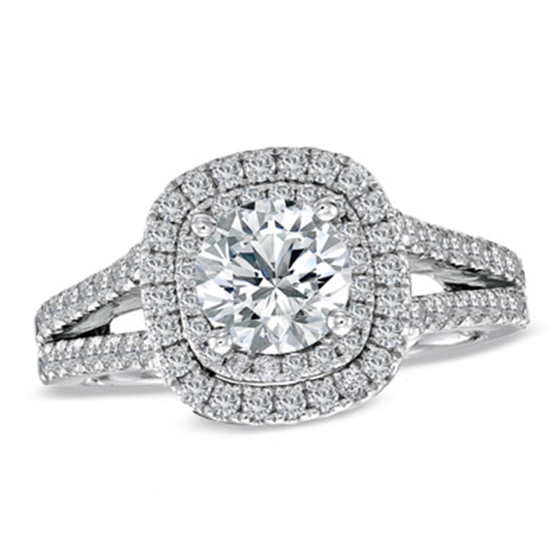 Vera Wang Love Collection 1.95 CT. T.W. Diamond Frame Split Shank Engagement Ring in 14K White Gold