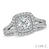 Thumbnail Image 1 of Vera Wang Love Collection 1.45 CT. T.W. Diamond Frame Split Shank Engagement Ring in 14K White Gold