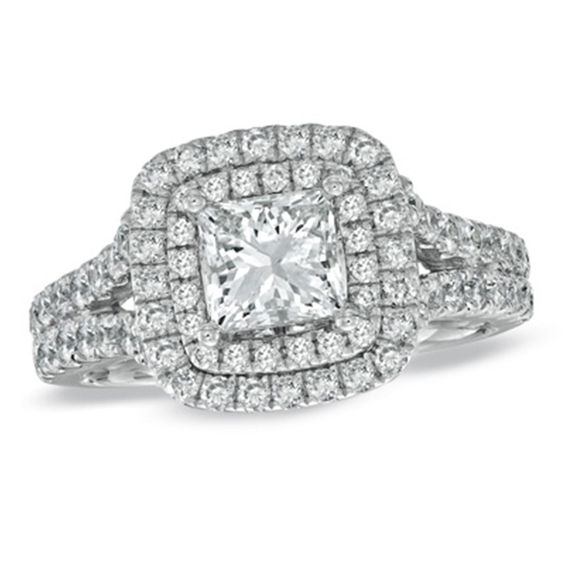 Vera Wang Love Collection 2.20 CT. T.W. Princess-Cut Diamond Frame ...