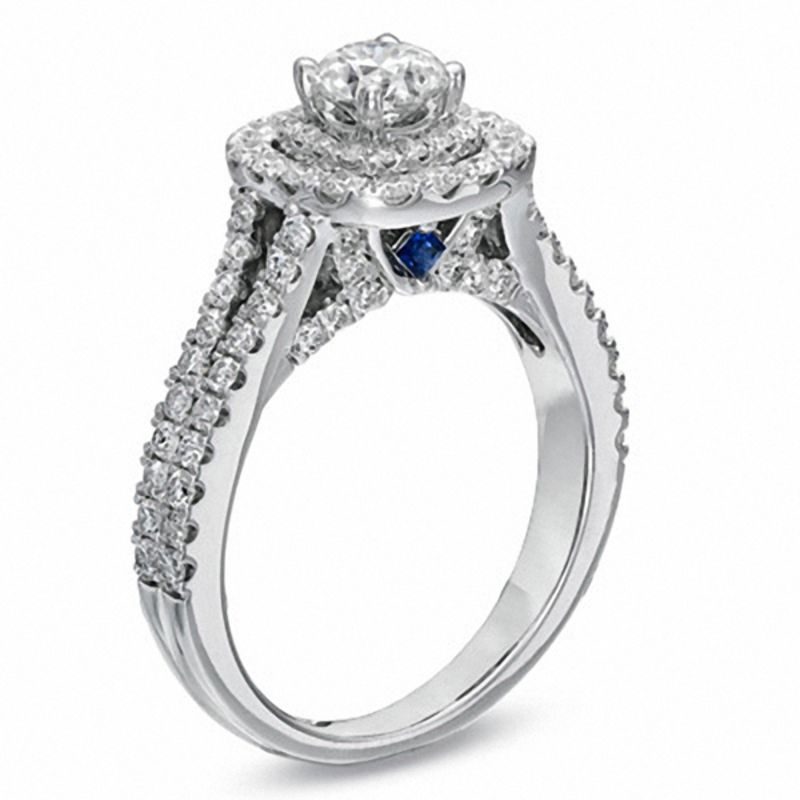 Vera Wang Love Collection 1.45 CT. T.W. Diamond Frame Split Shank Engagement Ring in 14K White Gold