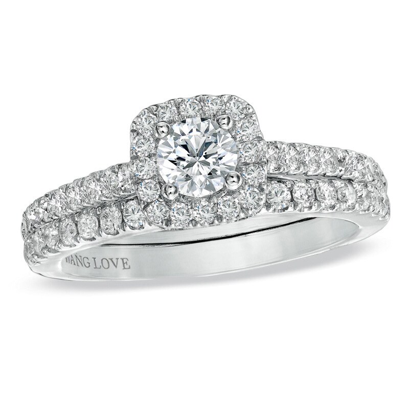 Main Image 1 of Vera Wang Love Collection 0.95 CT. T.W. Diamond Frame Bridal Set in 14K White Gold