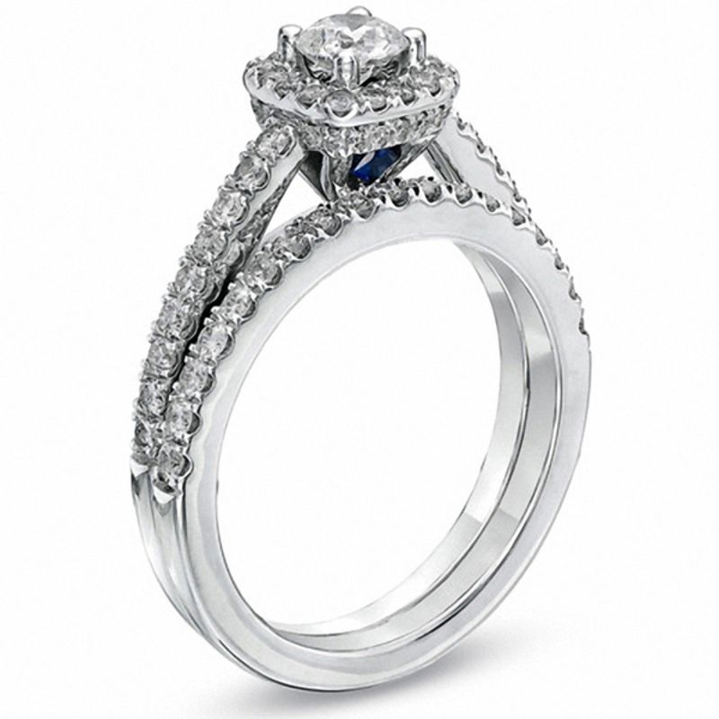 Vera Wang Love Collection 0.95 CT. T.W. Diamond Frame Bridal Set in 14K White Gold