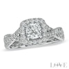 Vera Wang Love Collection 1.30 CT. T.W. Cushion-Cut Diamond Frame Twist Engagement Ring in 14K White Gold