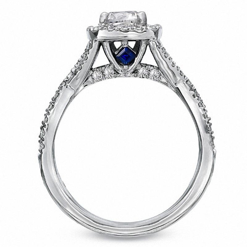 Vera Wang Love Collection 1.30 CT. T.W. Cushion-Cut Diamond Frame Twist Engagement Ring in 14K White Gold