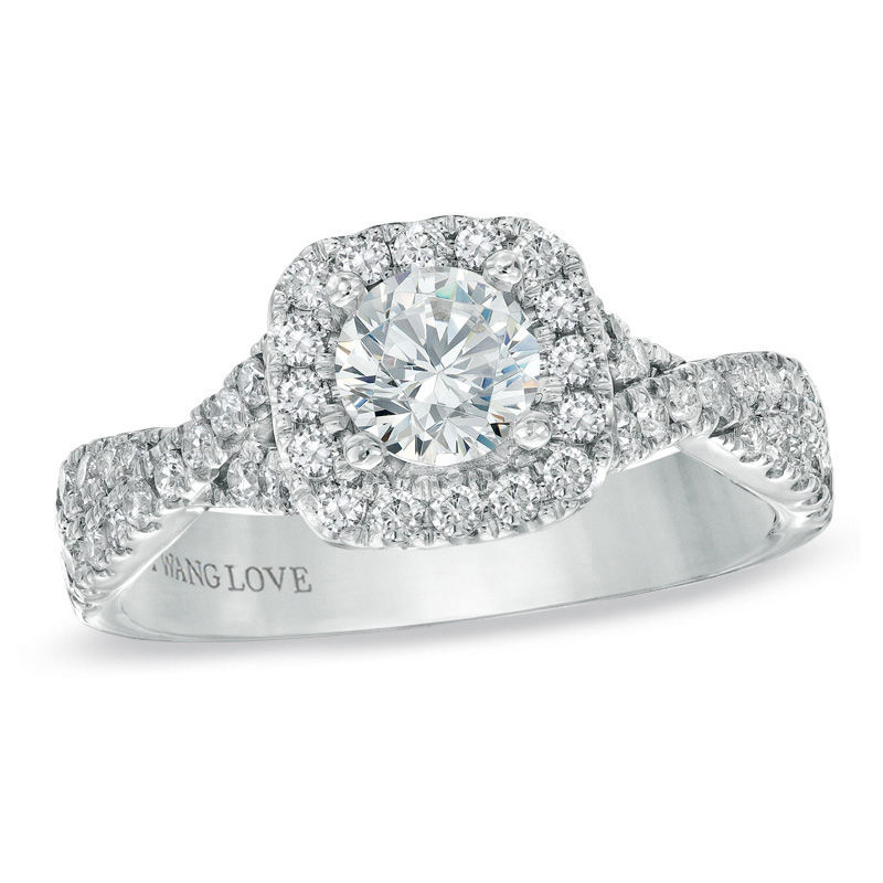 Vera Wang Love Collection 0.95 CT. T.W. Diamond Frame Engagement Ring in 14K White Gold