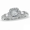 Thumbnail Image 0 of Vera Wang Love Collection 1.05 CT. T.W. Princess-Cut and Baguette Diamond Frame Engagement Ring in 14K White Gold