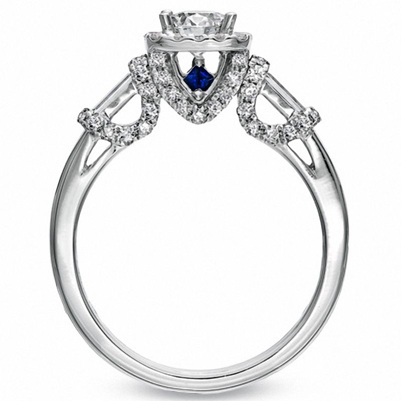 Vera Wang Love Collection 1.05 CT. T.W. Princess-Cut and Baguette Diamond Frame Engagement Ring 14K White Gold