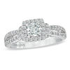 Thumbnail Image 0 of Vera Wang Love Collection 0.95 CT. T.W. Diamond Frame Split Shank Engagement Ring in 14K White Gold