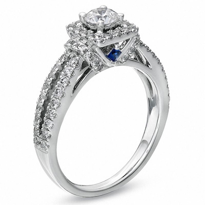 Vera Wang Love Collection 0.95 CT. T.W. Diamond Frame Split Shank Engagement Ring in 14K White Gold
