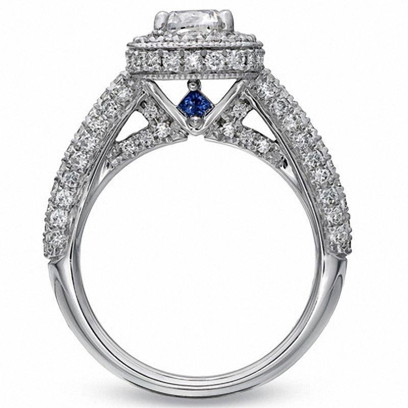 Vera Wang Love Collection 1.95 CT. T.W. Cushion-Cut Diamond Frame Engagement Ring in 14K White Gold