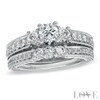 Thumbnail Image 1 of Vera Wang Love Collection 1.95 CT. T.W. Diamond Three Stone Bridal Set in 14K White Gold