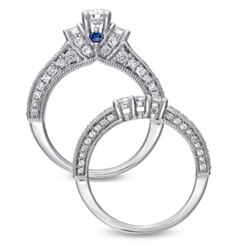 Vera Wang Love Collection 1.95 CT. T.W. Diamond Three Stone Bridal Set in 14K White Gold