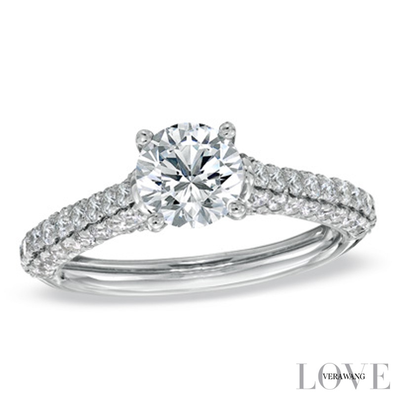 Vera Wang Love Collection 1.70 CT. T.W. Diamond Pavé Engagement Ring in 14K White Gold