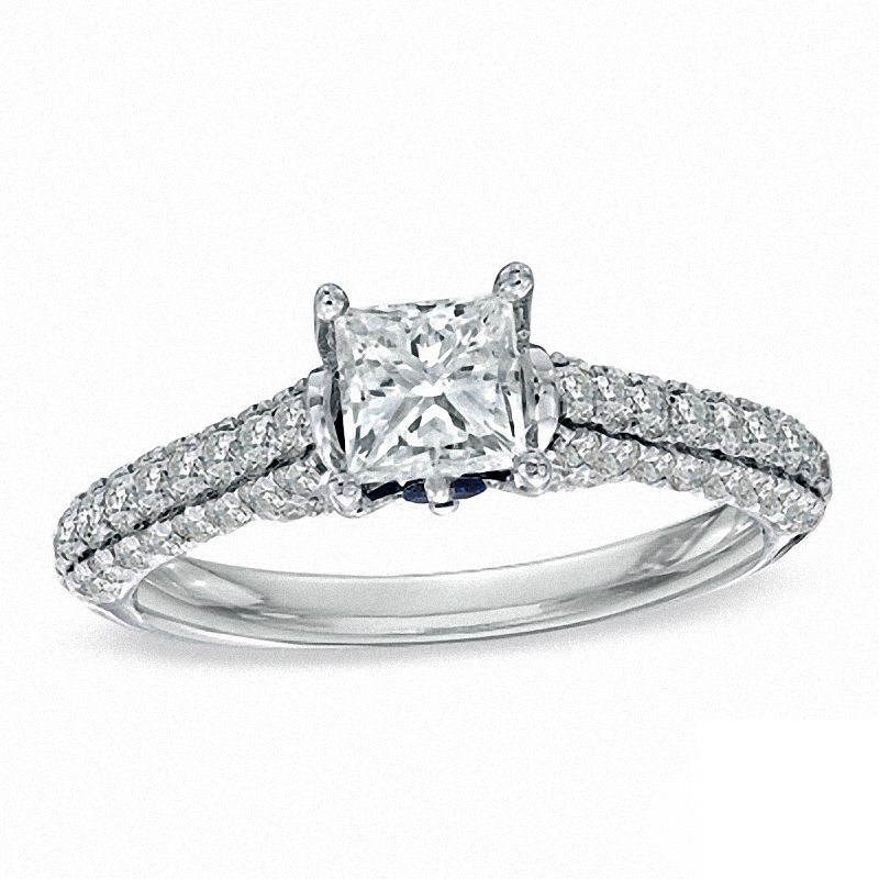 Vera Wang Love Collection 1.45 CT. T.W. Princess-Cut Diamond Engagement Ring in 14K White Gold