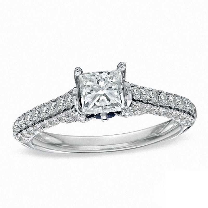 Main Image 1 of Vera Wang Love Collection 1.45 CT. T.W. Princess-Cut Diamond Engagement Ring in 14K White Gold