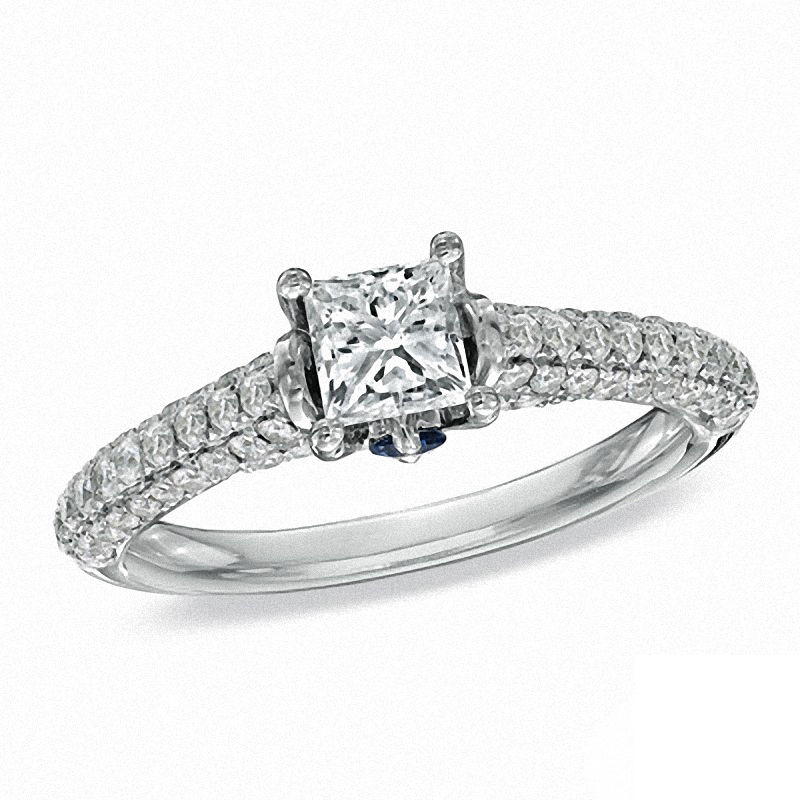 Main Image 1 of Vera Wang Love Collection 0.95 CT. T.W. Princess-Cut Diamond Engagement Ring in 14K White Gold