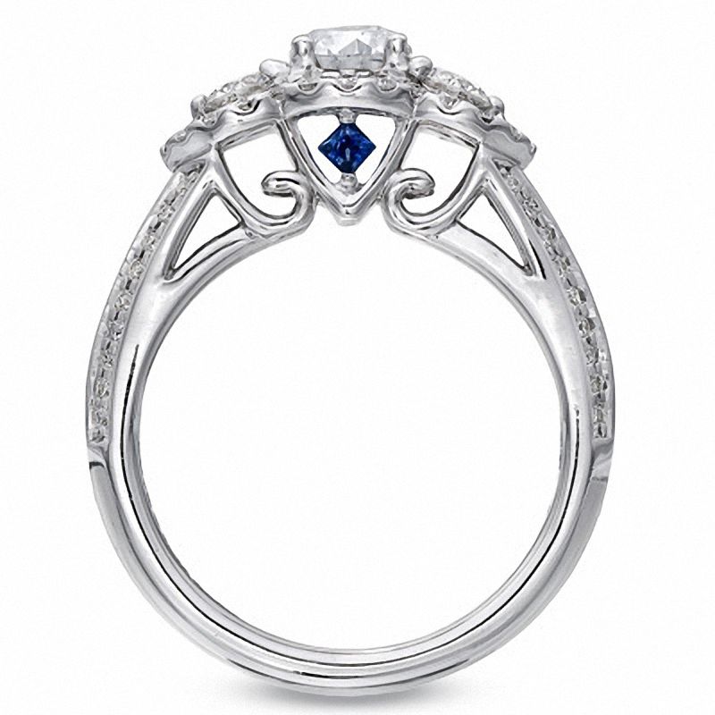 Vera Wang Love Collection 1.20 CT. T.W. Diamond Three Stone Split Shank Engagement Ring in 14K White Gold