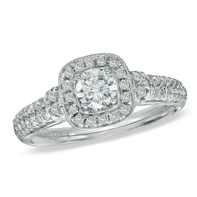 Vera Wang Love Collection 0.70 CT. T.W. Diamond Frame Engagement Ring in 14K White Gold