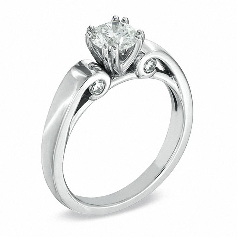 Main Image 2 of 0.88 CT. T.W. Certified Canadian Diamond Engagement Ring in 14K White Gold (I/I1)