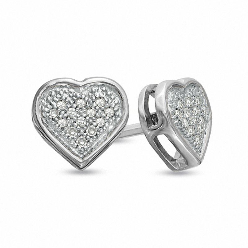 0.05 CT. T.W. Diamond Heart-Shaped Earrings in 10K White Gold|Peoples Jewellers