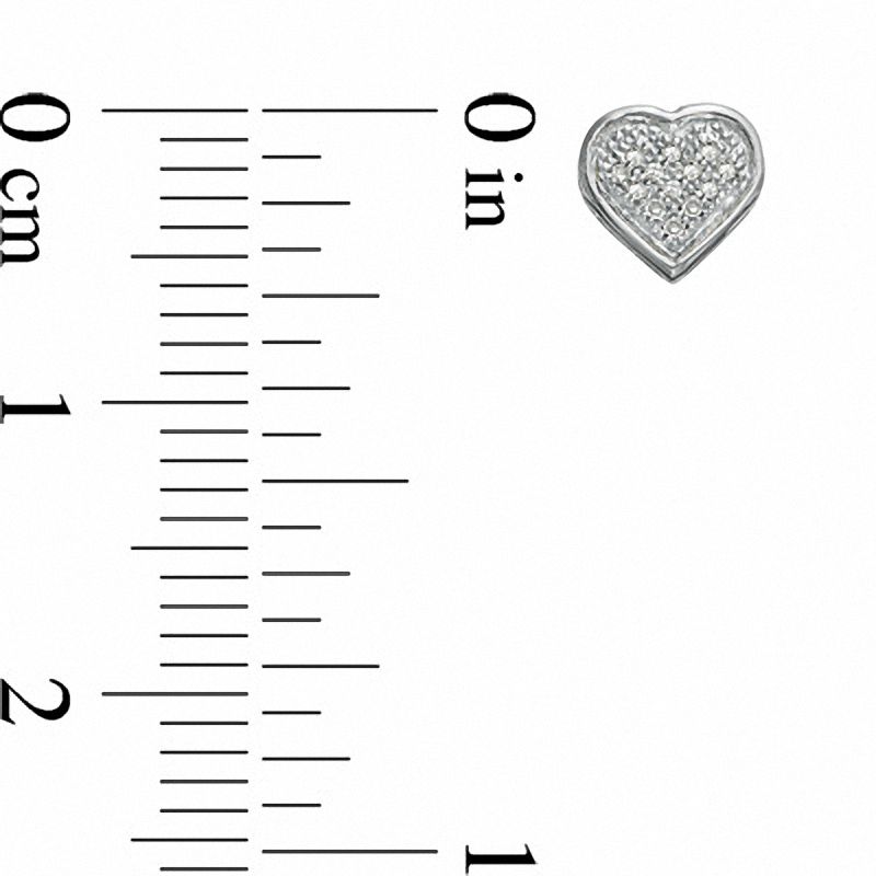 Main Image 2 of 0.05 CT. T.W. Diamond Heart-Shaped Earrings in 10K White Gold