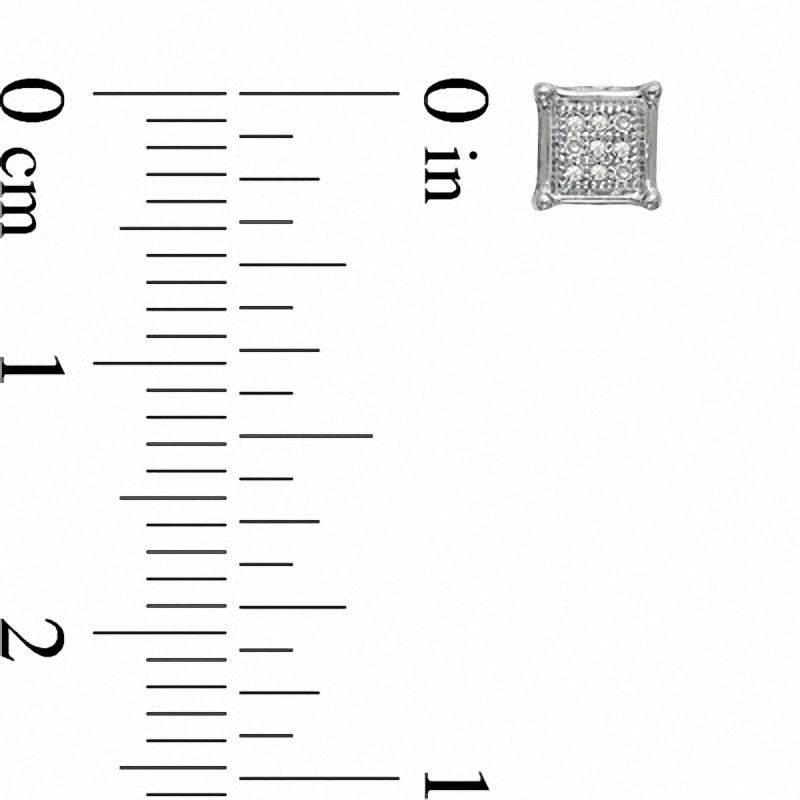 0.05 CT. T.W. Diamond Square Stud Earrings in 10K White Gold