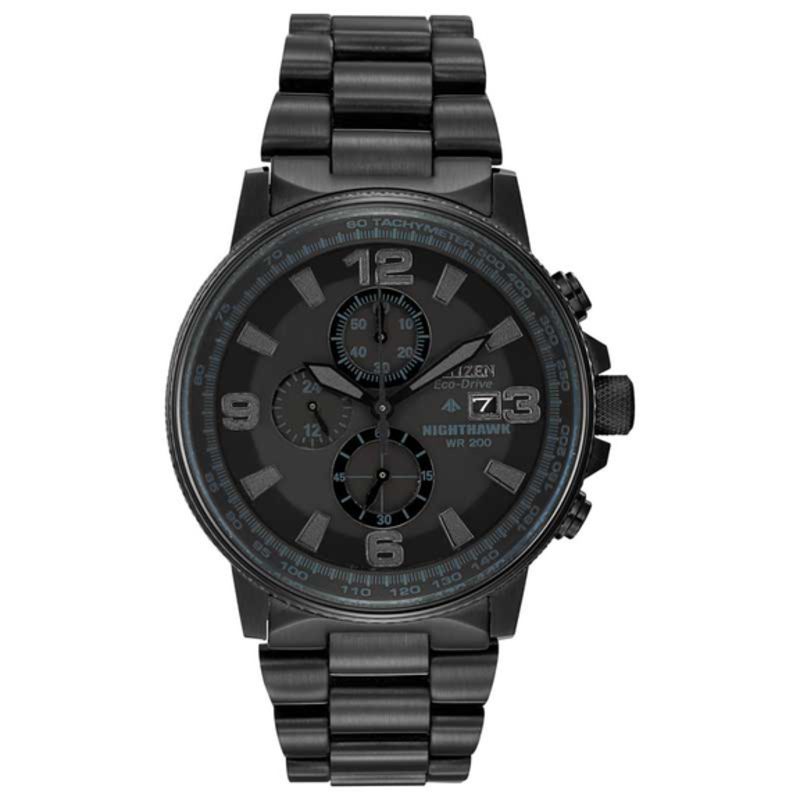 Men's Citizen Eco-Drive® Nighthawk Chronograph Black IP Watch with Black  Dial (Model CA0295-58E)