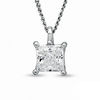 Thumbnail Image 1 of 0.30 CT. Certified Princess-Cut Canadian Diamond Pendant in 14K White Gold (I/I2) - 17"