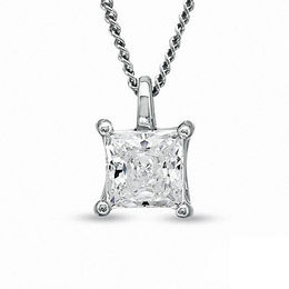0.30 CT. Certified Princess-Cut Canadian Diamond Pendant in 14K White Gold (I/I2) - 17"