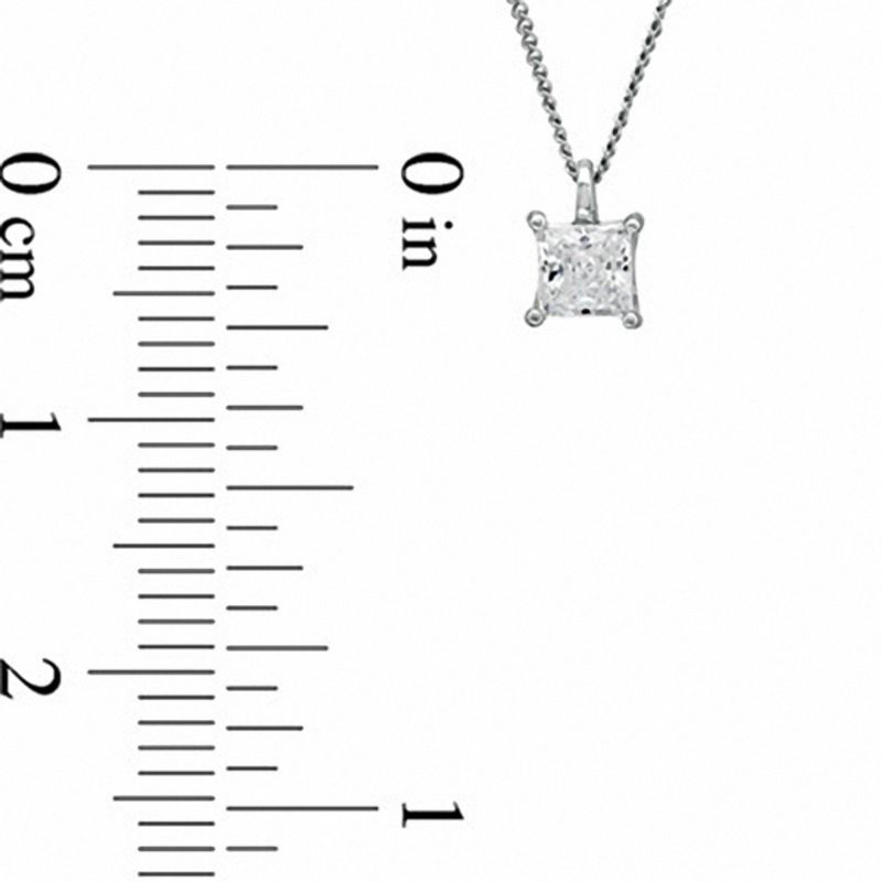 Main Image 2 of 0.30 CT. Certified Princess-Cut Canadian Diamond Pendant in 14K White Gold (I/I2) - 17"