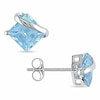Thumbnail Image 0 of Princess-Cut Blue Topaz Overlay Stud Earrings in 10K White Gold