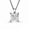 Thumbnail Image 0 of 0.18 CT. Certified Princess-Cut Canadian Diamond Pendant in 14K White Gold (I/I2) - 17"