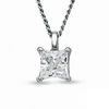 Thumbnail Image 1 of 0.18 CT. Certified Princess-Cut Canadian Diamond Pendant in 14K White Gold (I/I2) - 17&quot;