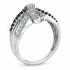 0.25 CT. T.W. Enhanced Black and White Diamond Ribbon Ring in Sterling Silver