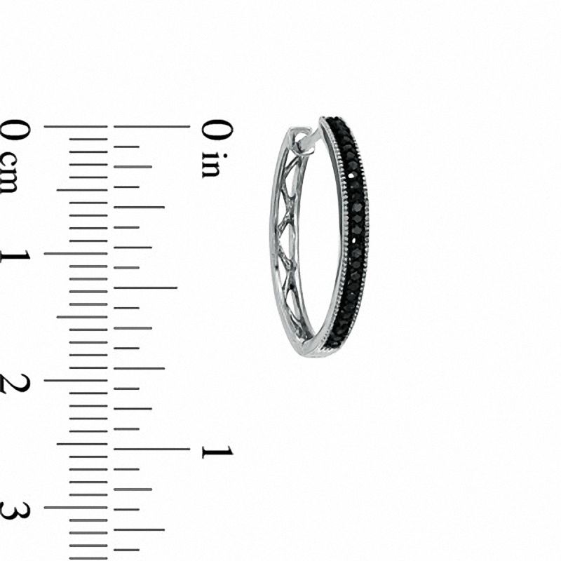Main Image 2 of 0.14 CT. T.W. Black Diamond Hoop Earrings in Sterling Silver