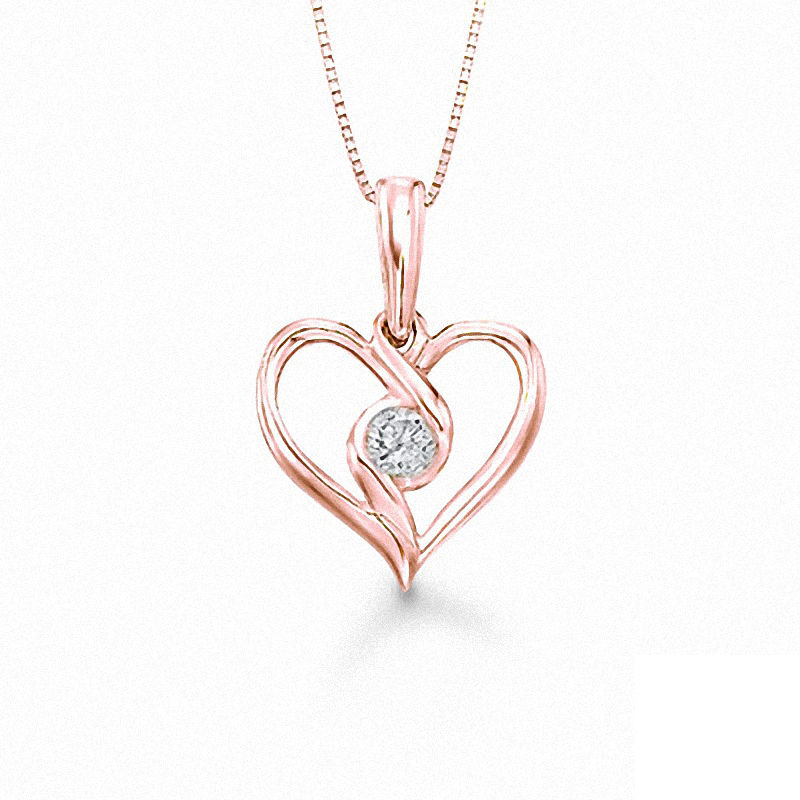 Sirena™ 0.10 CT. Diamond Solitaire Heart Pendant in 10K Rose Gold