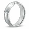 Thumbnail Image 1 of Men's 7.0mm Comfort Fit Angled Satin Finish Cobalt Wedding Band - Size 10